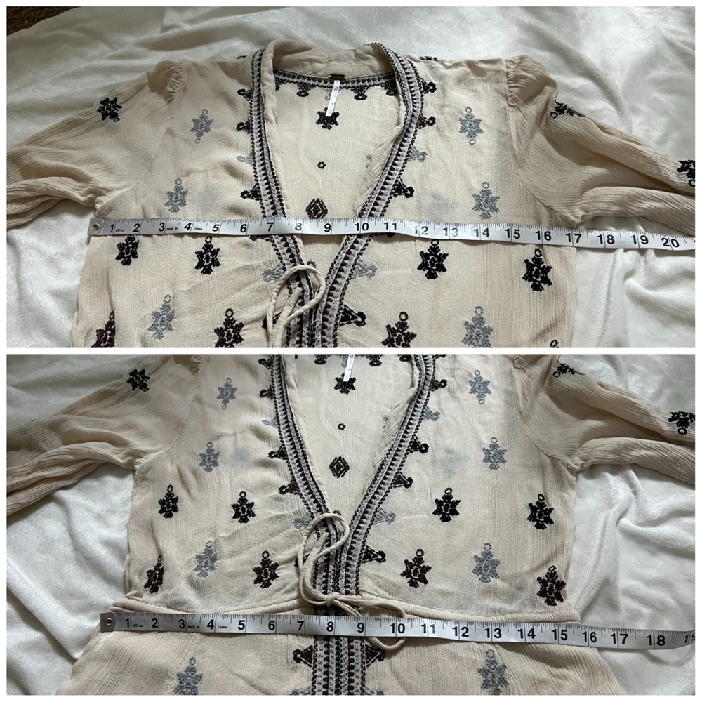 Free People Star Gazer Stargazer Embroidered Peasant Mini Dress in ivory size xs - Picture 8 of 8